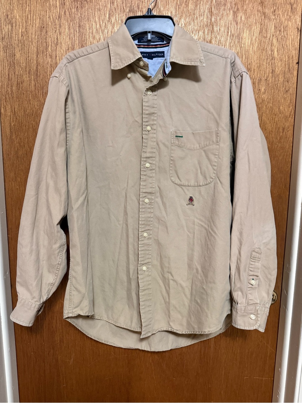 Tommy Hilfiger Men’s Long-Sleeve Button-Down Shirt in Khaki